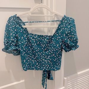 Shein open back blouse